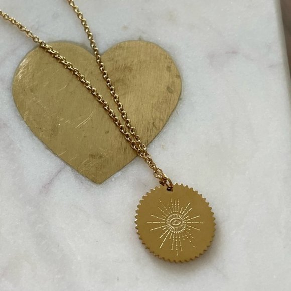 Free People Sun 🌞 Stainless Steel Gold Necklace - Picture 2 of 5